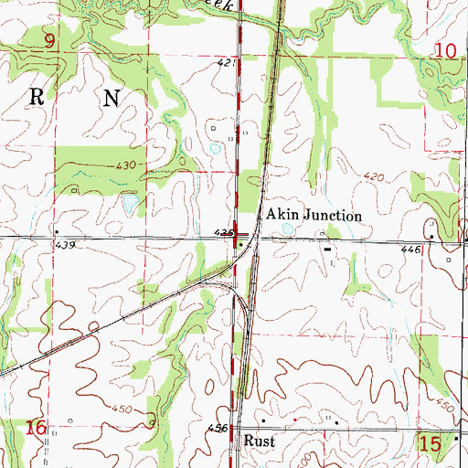 Topographic Map of Akin Junction, IL