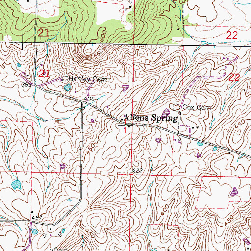 Topographic Map of Allens Spring, IL