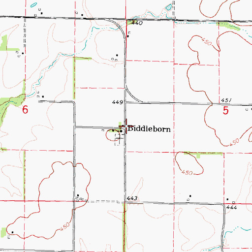 Topographic Map of Biddleborn, IL