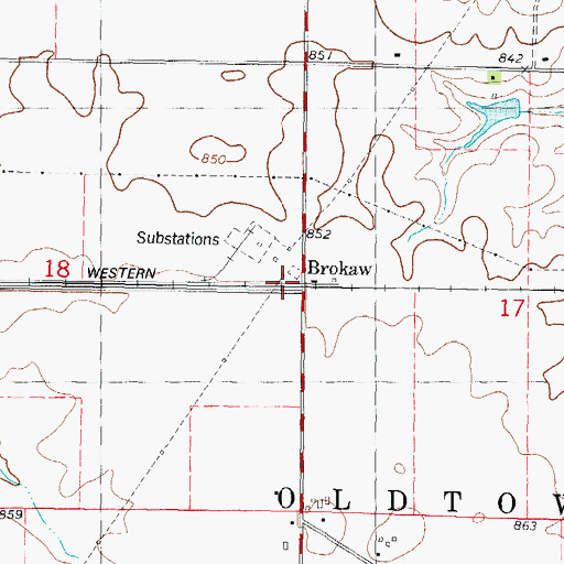 Topographic Map of Brokaw, IL