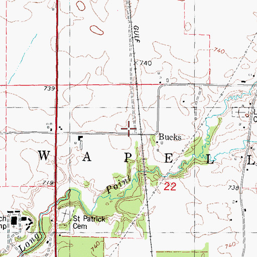 Topographic Map of Bucks, IL