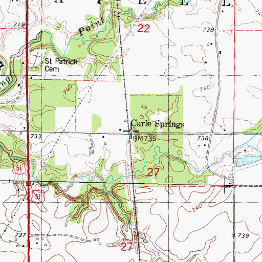 Topographic Map of Carle Springs, IL