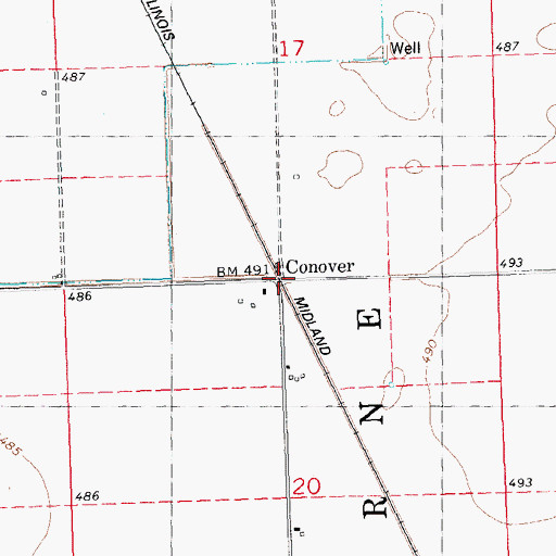 Topographic Map of Conover, IL