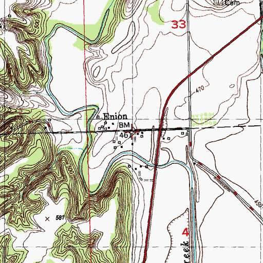 Topographic Map of Enion, IL