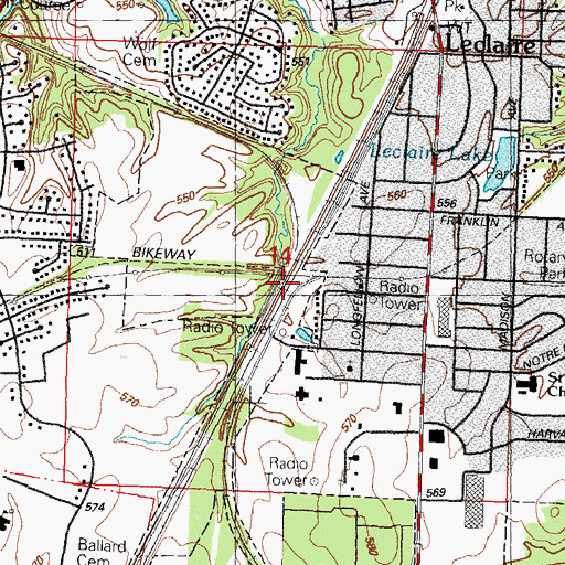 Topographic Map of Leclaire, IL