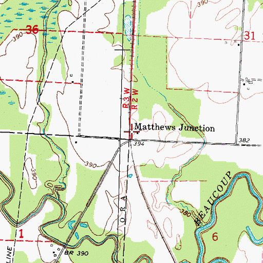 Topographic Map of Matthews Junction, IL