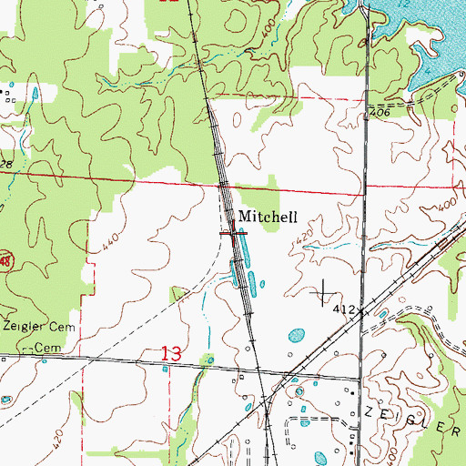 Topographic Map of Mitchell, IL
