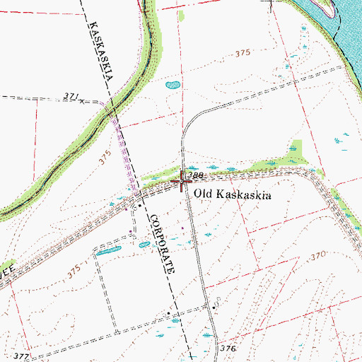 Topographic Map of Old Kaskaskia, IL