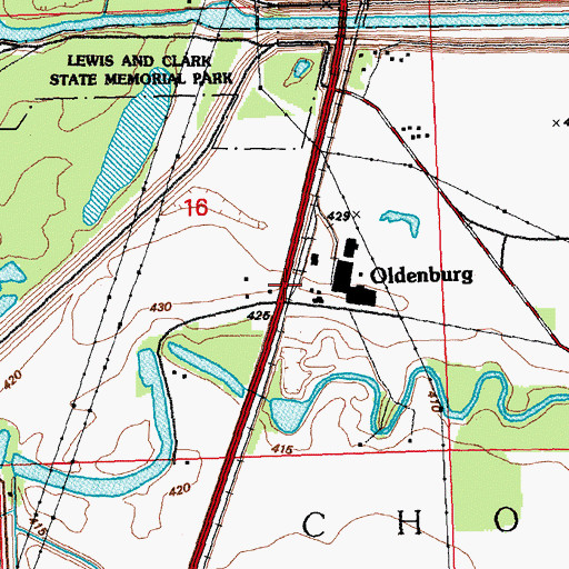 Topographic Map of Oldenburg, IL