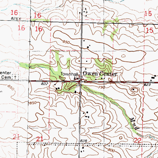 Topographic Map of Owen Center, IL