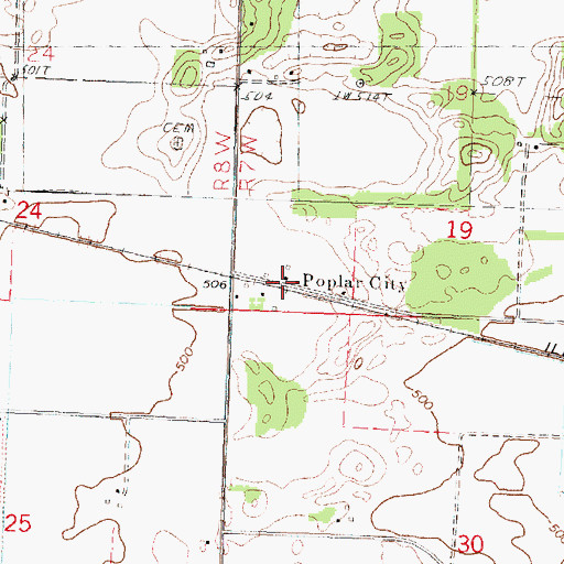 Topographic Map of Poplar City, IL
