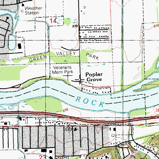 Topographic Map of Poplar Grove, IL