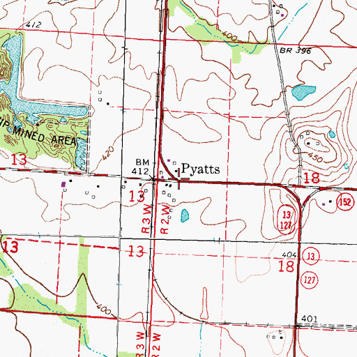 Topographic Map of Pyatts, IL