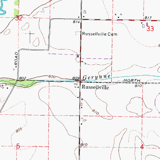 Topographic Map of Russellville, IL