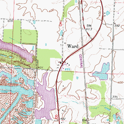Topographic Map of Ward, IL