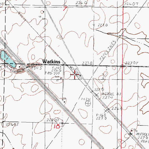 Topographic Map of Watkins, IL