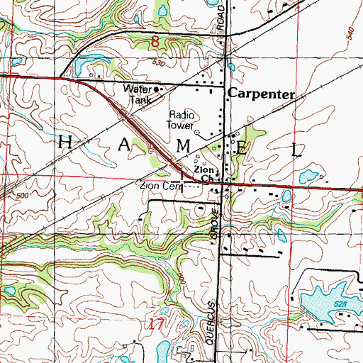 Topographic Map of Zion Lutheran Cemetery, IL