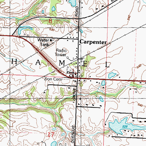 Topographic Map of Zion Lutheran Church, IL
