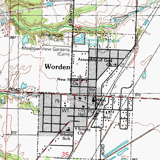 Topographic Map of New Hope Baptist Church, IL