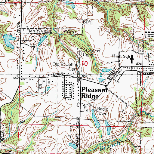 Topographic Map of Saint Johns Lutheran Church, IL