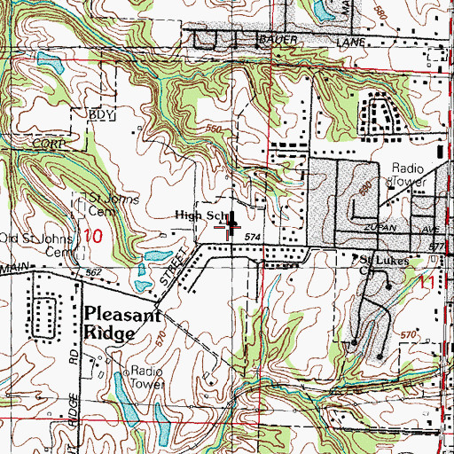 Topographic Map of Maryville High School, IL