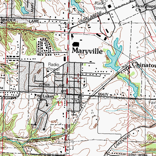 Topographic Map of Saint Marys Catholic Church, IL