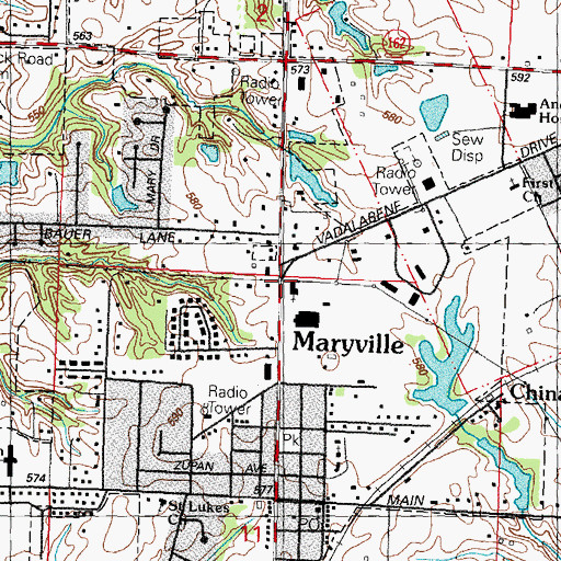Topographic Map of Maryville Assembly of God Church, IL