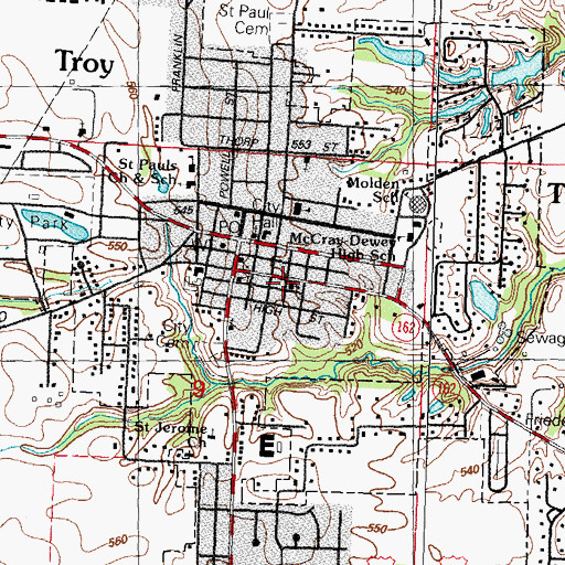 Topographic Map of Friedens United Church of Christ, IL