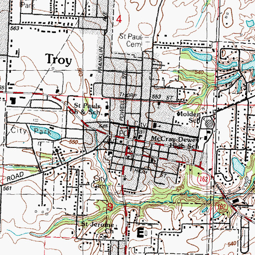 Topographic Map of Troy Christian Church, IL