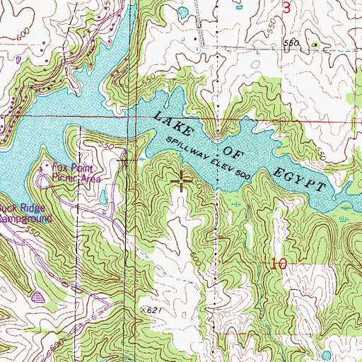 Topographic Map of Lake of Egypt Recreation Area, IL