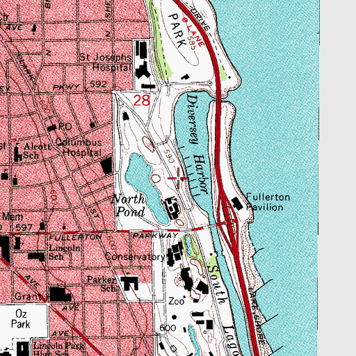 Topographic Map of Diversey Yacht Club, IL