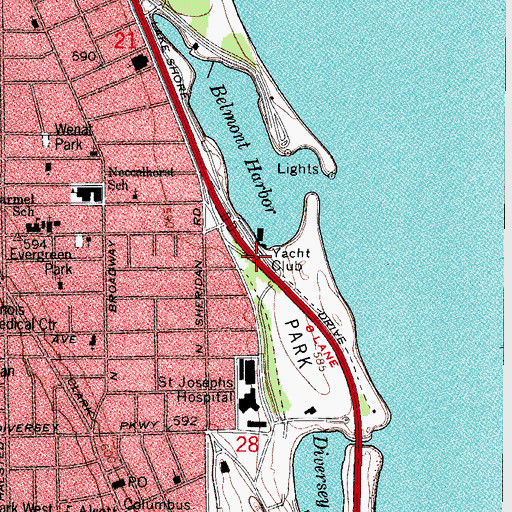 Topographic Map of Chicago Yacht Club, IL