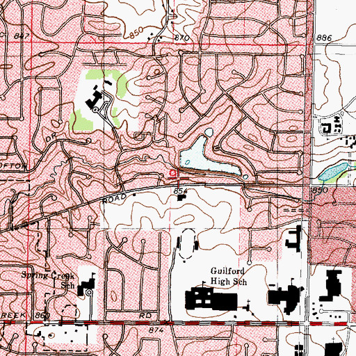 Topographic Map of Marsh School (historical), IL