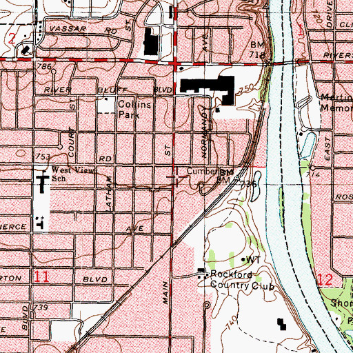 Topographic Map of Westview School (historical), IL