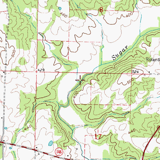 Topographic Map of Sugar Creek Lake, IL