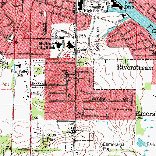 Topographic Map of McHenry, IL