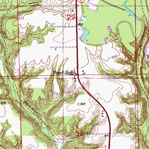 Topographic Map of Fred School (historical), IL