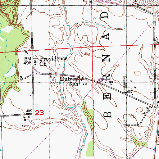 Topographic Map of Hulvey School (historical), IL