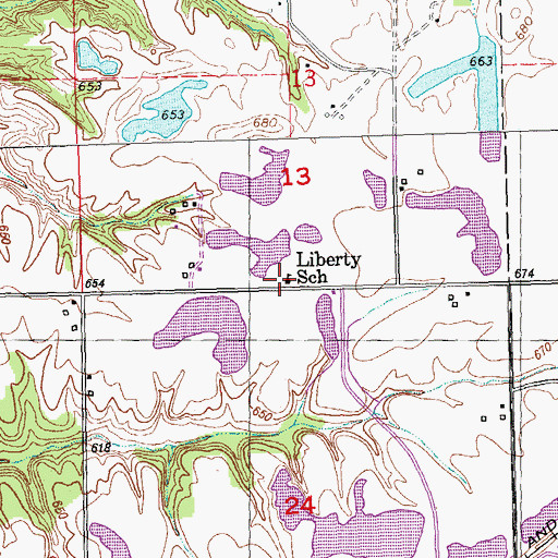 Topographic Map of Liberty School (historical), IL