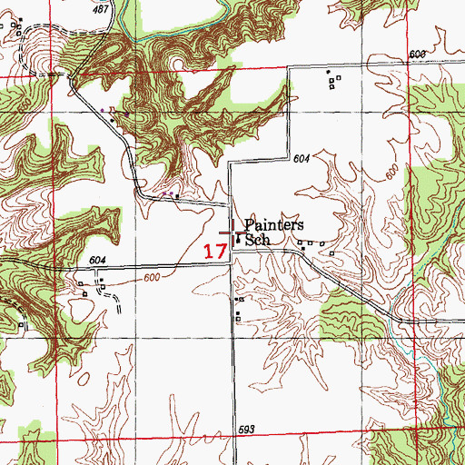 Topographic Map of Painters School (historical), IL