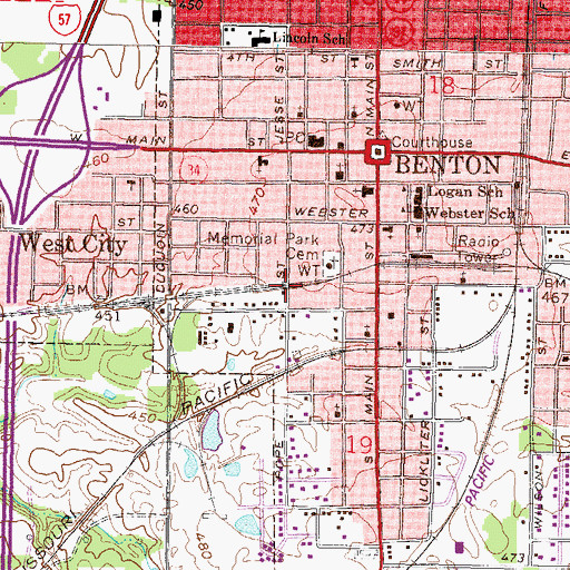 Topographic Map of Franklin County, IL