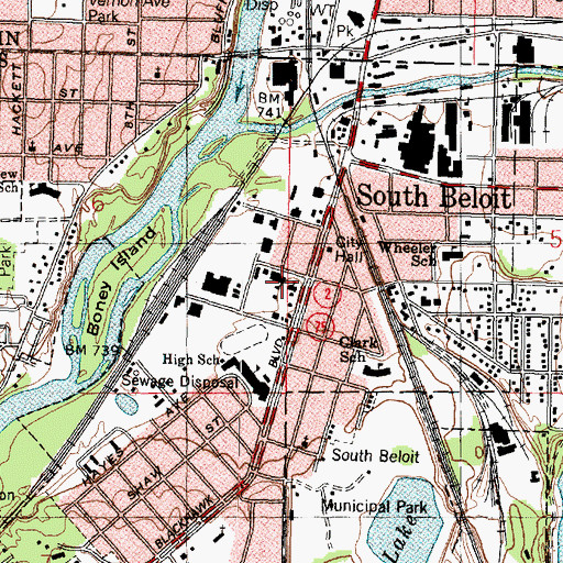 Topographic Map of Saint Peter Catholic School, IL