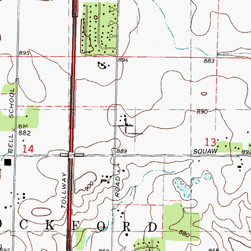 Topographic Map of Rockford Church of Christ, IL