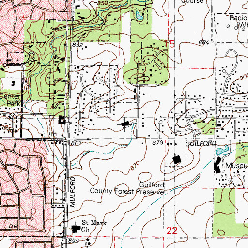 Topographic Map of Shiloh Evangelical Free Church, IL