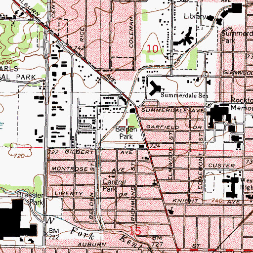 Topographic Map of Belden Park, IL