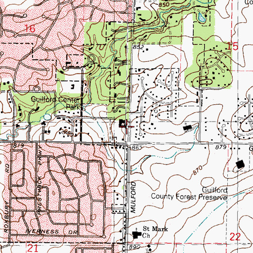 Topographic Map of Guilford Center School, IL