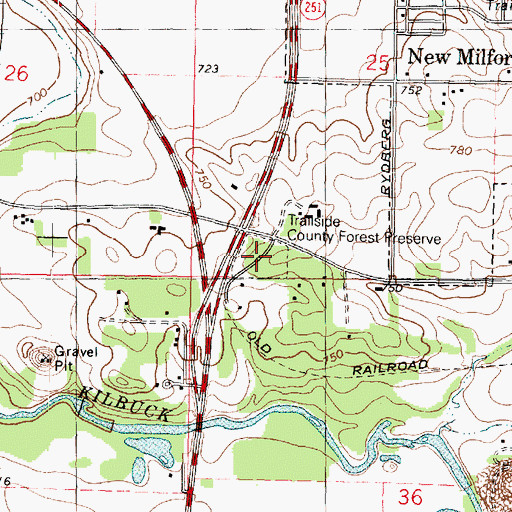 Topographic Map of Trailside County Forest Preserve, IL