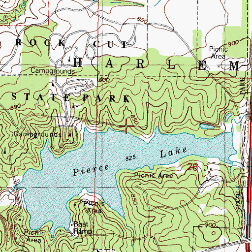 Topographic Map of Rock Cut State Park, IL
