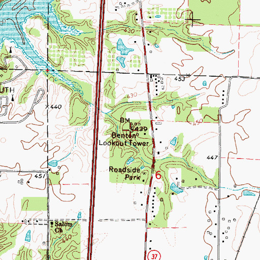 Topographic Map of Benton Lookout Tower, IL