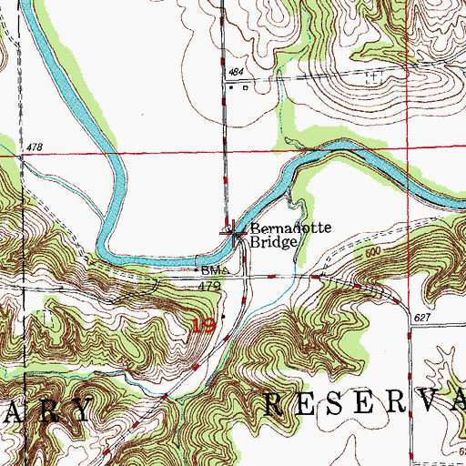Topographic Map of Bernadotte Bridge, IL